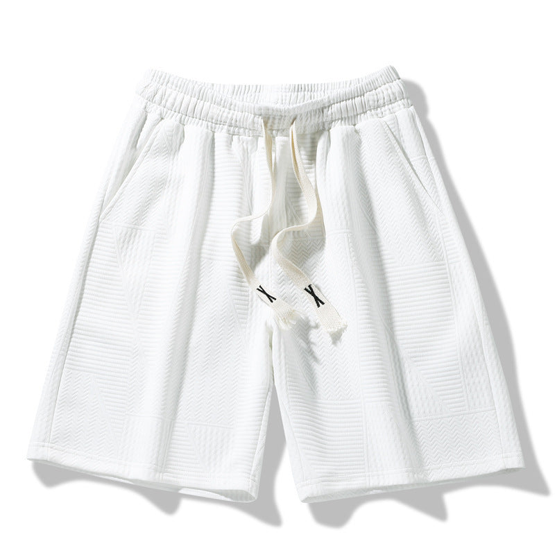 Plus size men's jacquard shorts lifestyle shot showing versatile casual and sports wear