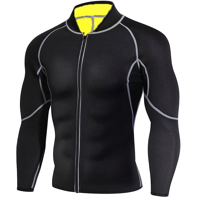 Sauna fitness suit construction details showing premium materials and durability