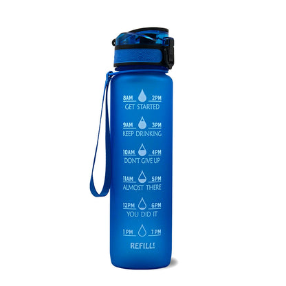1L Motivational Water Bottle with Time Marker - Fitness