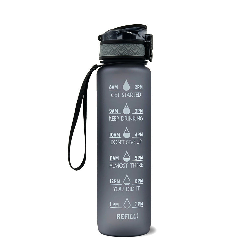 1L Motivational Water Bottle with Time Marker - Fitness