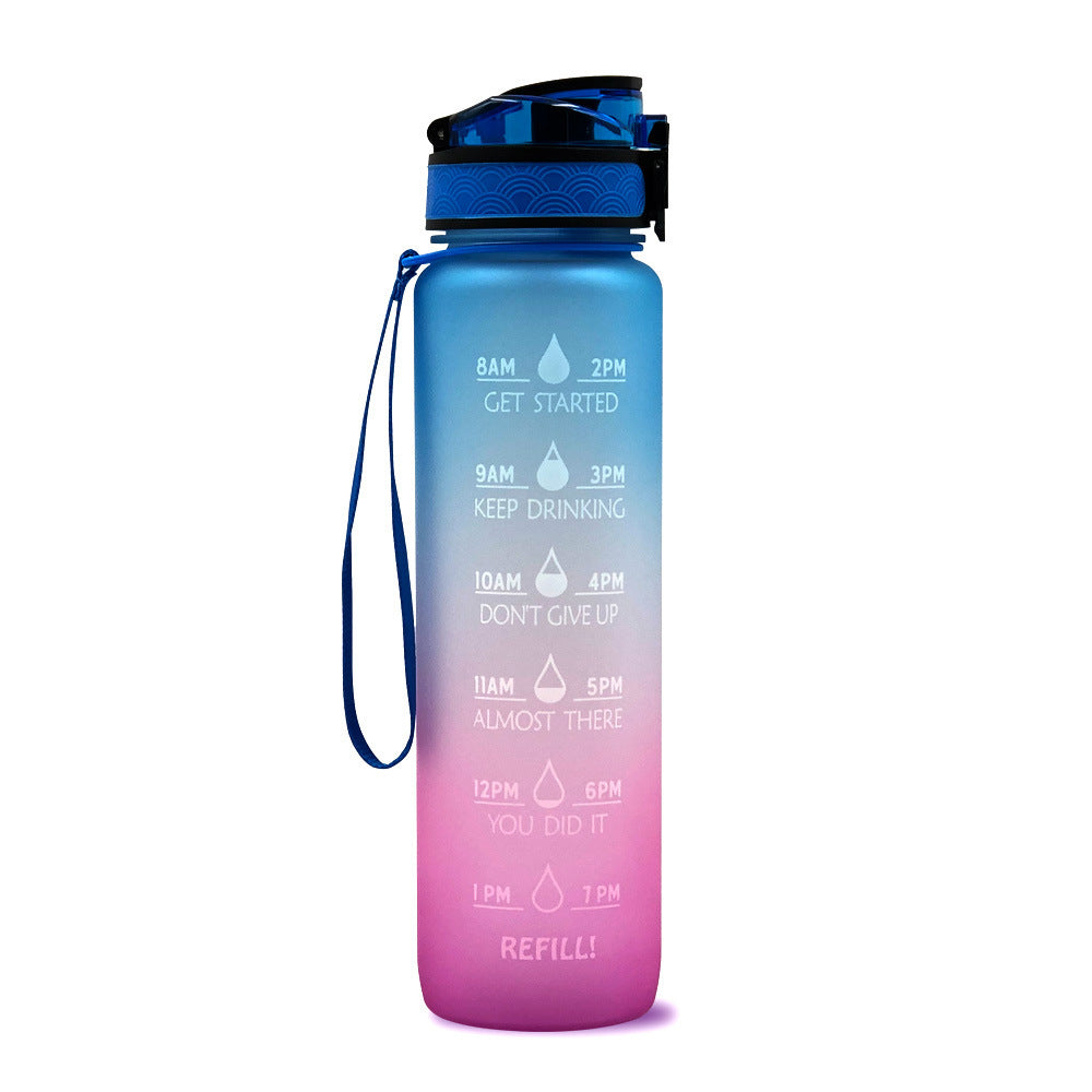 1L Motivational Water Bottle with Time Marker - Fitness