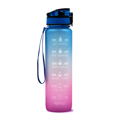 1L Motivational Water Bottle with Time Marker - Fitness