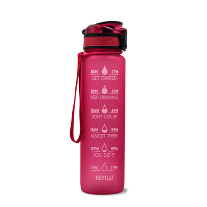 1L Motivational Water Bottle with Time Marker - Fitness