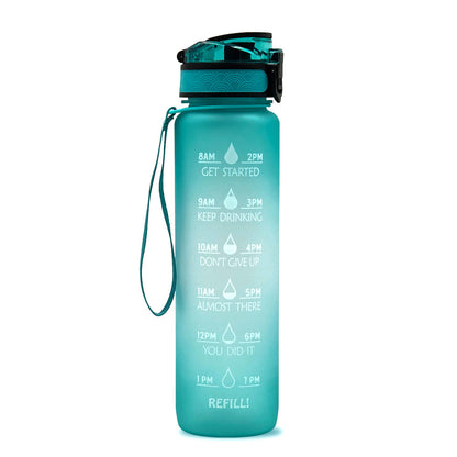 1L Motivational Water Bottle with Time Marker - Fitness