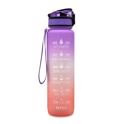 1L Motivational Water Bottle with Time Marker - Fitness