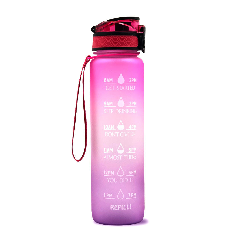 1L Motivational Water Bottle with Time Marker - Fitness