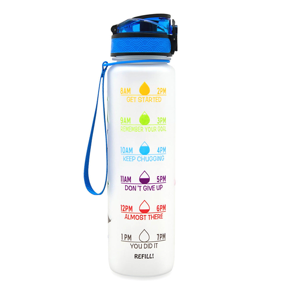 1L Motivational Water Bottle with Time Marker - Fitness