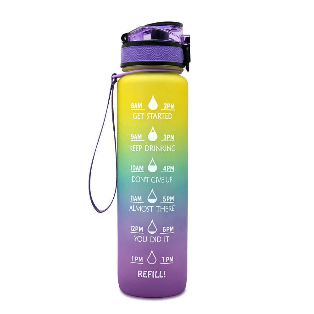 1L Motivational Water Bottle with Time Marker - Fitness