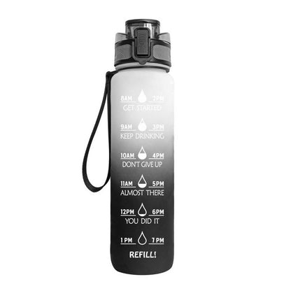 1L Motivational Water Bottle with Time Marker - Fitness