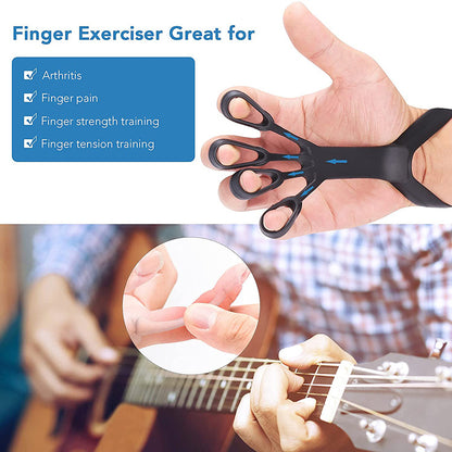 Hand rehabilitation device demonstrating finger flexibility and strength training exercises