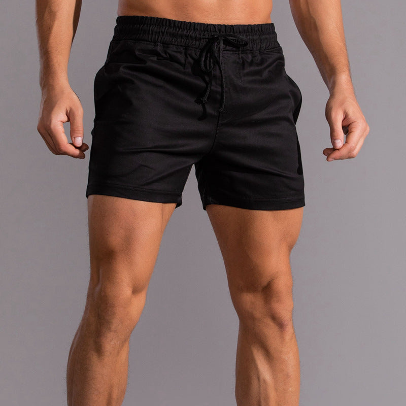 Close-up of premium cotton fabric construction on men's casual summer shorts