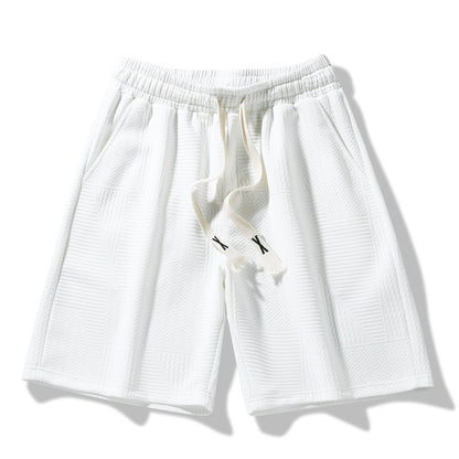 Plus size men's jacquard shorts lifestyle shot showing versatile casual and sports wear