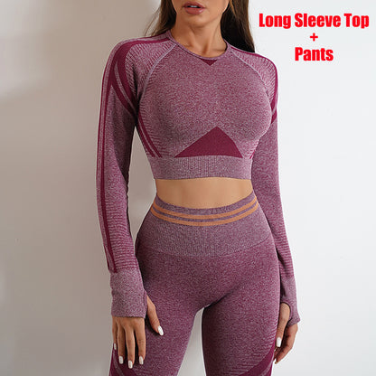 Seamless Yoga Pants & Long Sleeve Set - Butt-Lifting Workout Sportswear