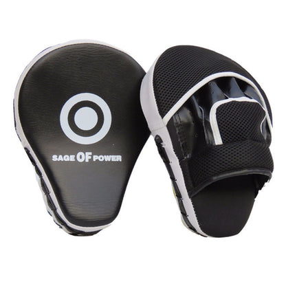 Boxing training pads demonstrating shock-absorbing core and comfortable grip system