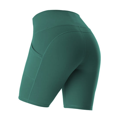 Workout pants with pockets demonstrating secure storage and comfortable high-waist design