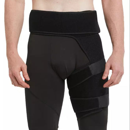 Professional fitness leg guard with groin and hip protection belt for sports safety