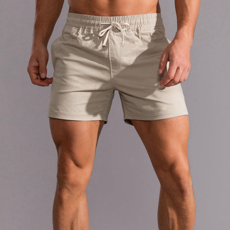 Available color options for men's cotton casual shorts - gray green, khaki, navy, pink, white, black